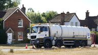 A tanker from Thames Water delivers a temporary water supply to the village of Northend in Oxfordshire, where the water company is pumping water into the supply network following a technical issue at Stokenchurch Reservoir. The Met Office has issued an amber warning for extreme heat covering four days from Thursday to Sunday for parts of England and Wales as a new heatwave looms. Picture date: Wednesday August 10, 2022.

