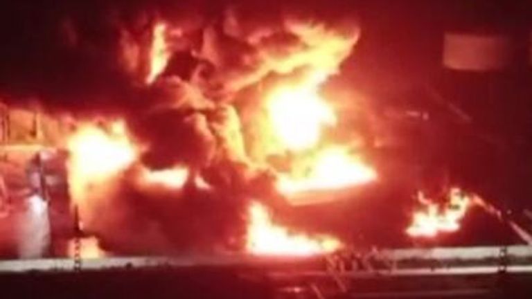 Lightning struck a crude oil storage tank in the Cuban city of Matanzas on Friday, causing a huge fire and at least four explosions.
