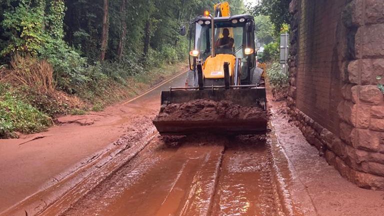 Weather -  A358 remains closed near Combe Florey after mudslide
Credit: @TravelSomerset