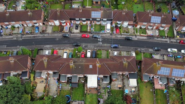 An aerial view of the scene in Kingsheath Avenue, Knotty Ash, Liverpool, where a nine-year-old girl has been fatally shot. Officers from Merseyside Police have started a murder investigation after attending a house at 10pm Monday following reports that an unknown male had fired a gun inside the property. Picture date: Tuesday August 23, 2022.

