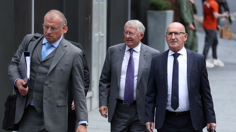 Former Manchester United manager Alex Ferguson arrives at Manchester Crown Court in Manchester as Former Manchester United footballer Ryan Giggs appears in court, Britain, August 19, 2022 REUTERS/Carl Recine

