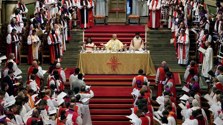 The Archbishop of Canterbury Justin Welby leads the opening service of the 15th Lambeth Conference at Canterbury cathedral in Kent