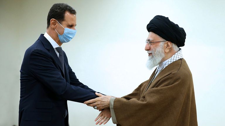 Syrian president Bashar al Assad (L) pictured meeting Supreme Leader Ayatollah Ali Khamenei in Tehran in May. Image: AP