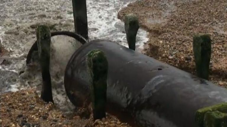 Raw sewage can be seen gushing into the sea in Bexhill