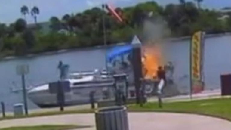 Boat explosion in Daytona Beach, Florida