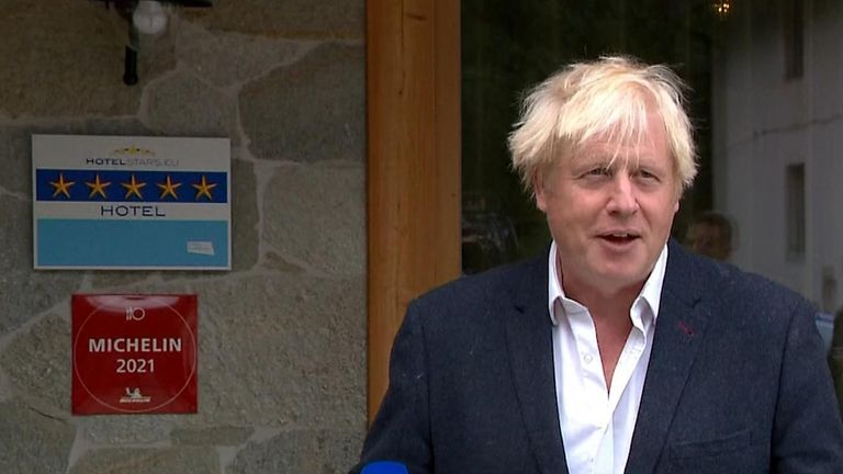 Boris Johnson on holiday in Slovenia. Pic: AP