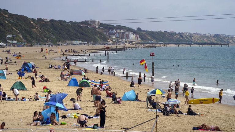 Bournemouth beach on 20 July