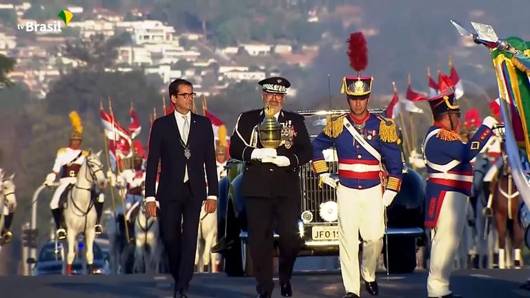 The embalmed heart of the emperor who declared Brazil&#39;s independence has returned to the South American nation.