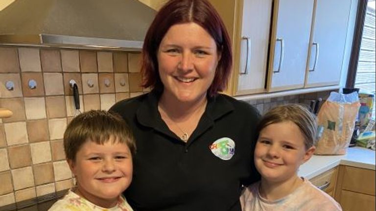 Vicky Whitwell with her two children, 11-year-old Chloe and Charlie, 9