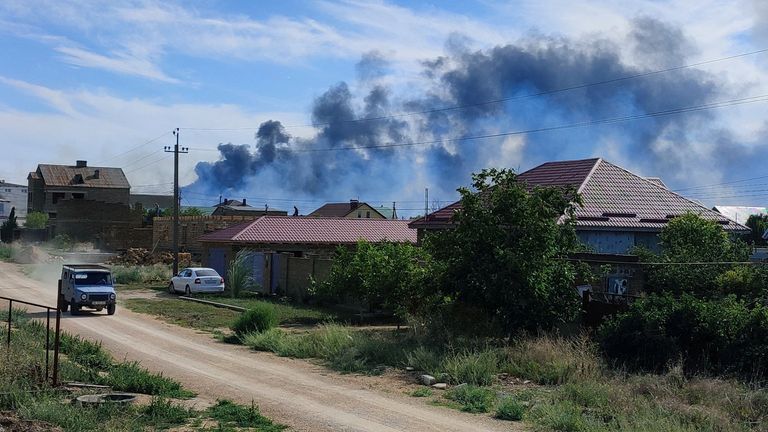 Smoke was seen rising from the direction of the air base
