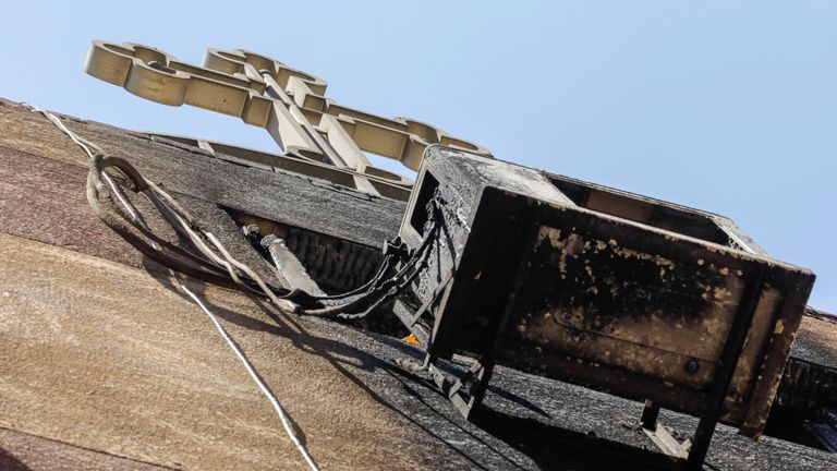 A view of the damage at the Abu Sifin church where a deadly fire broke out in Giza, Egypt, August 14, 2022. REUTERS/Mohamed Abd El Ghany


