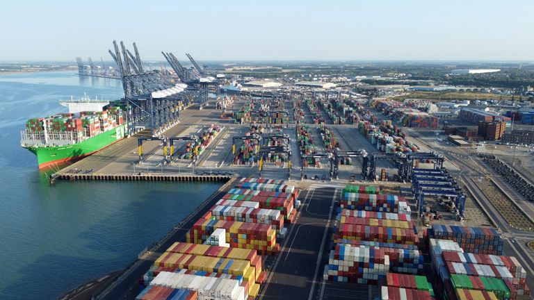 A general view of UK&#39;s biggest container port Felixstowe, as workers continue an 8-day strike, in Felixstowe, Britain, August 22, 2022. REUTERS/Toby Melville
