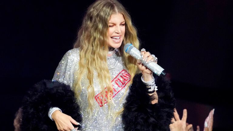 Fergie performs "First Class" at the MTV Video Music Awards at the Prudential Center on Sunday, Aug. 28, 2022, in Newark, N.J. (Photo by Charles Sykes/Invision/AP)