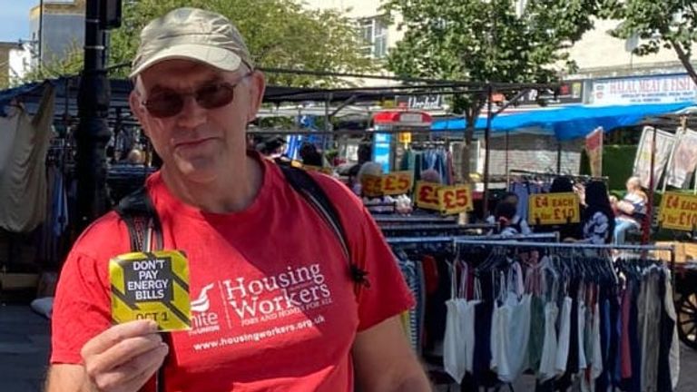 Glyn, 57, pictured here wearing a t-short for trade union Unite, is helping to organise the campaign in his local area