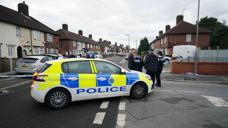 A police cordon at the scene in Knotty Ash, Liverpool, where a nine-year-old girl has been fatally shot. Officers from Merseyside Polcie have begun a murder investigation after attending a house in Kingsheath Avenue at 10pm Monday following reports that an unknown male had fired a gun inside the property. Picture date: Tuesday August 23, 2022.
