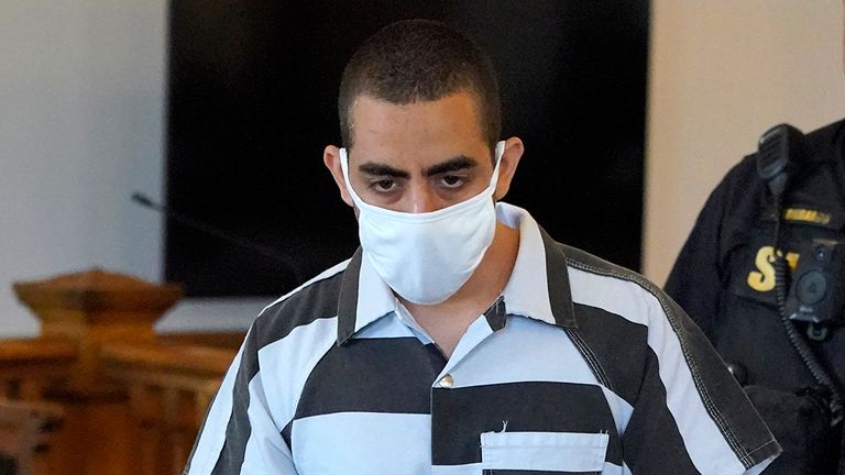 Hadi Matar, 24 years old, arrives in court.  Photo: AP