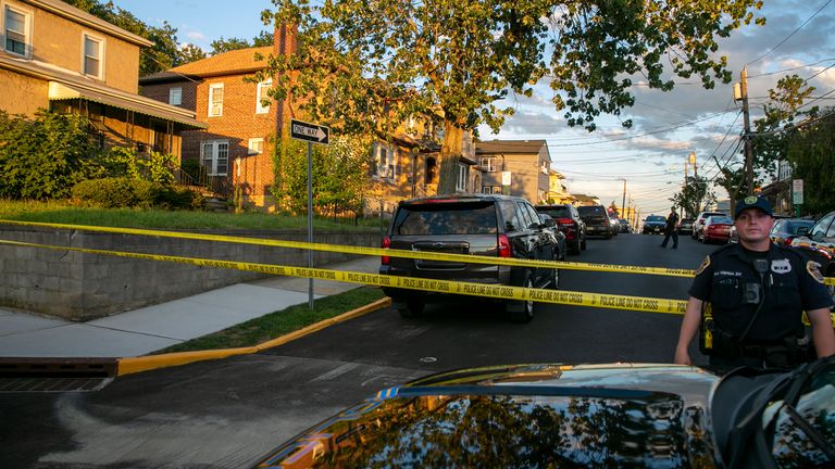 Police cordoned off the area around Hadi Matar's home in Fairview, New Jersey on Friday.  Photo: AP
