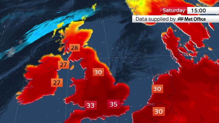 Met Office issue amber warning for extreme heat in England.