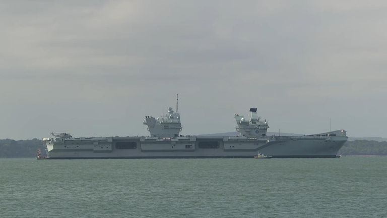 Britain&#39;s biggest warship could miss important tests involving the latest fighter jets and drones after a propeller shaft malfunctioned a few miles after it set sail.