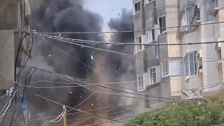 Video shows the moment an Israeli airstrike hit a house in Gaza.