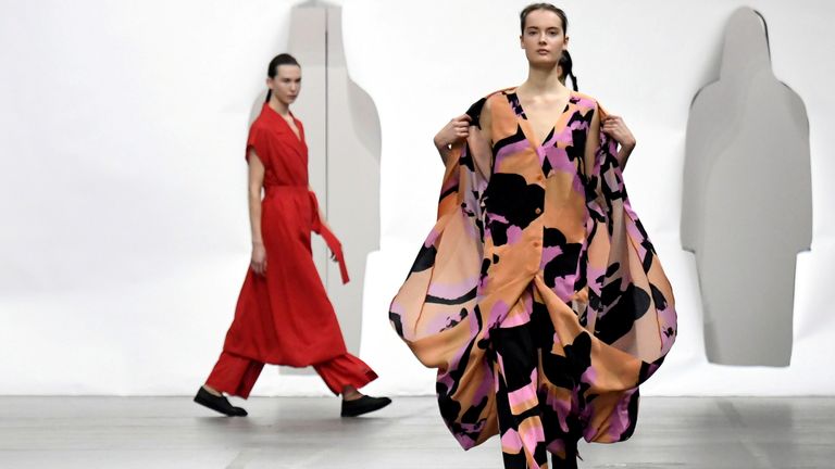 Designer Satoshi Kondo's creations in his fall/winter 2020/21 women's ready-to-wear collection for fashion house Issey Miyake during Paris Fashion Week in March 2020