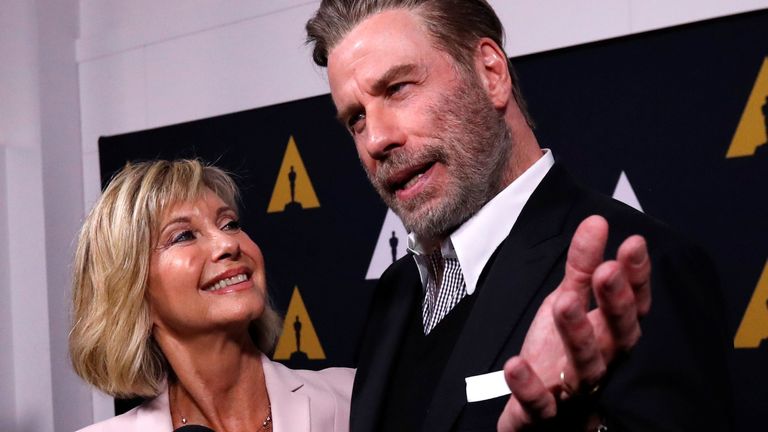 John Travolta and Olivia Newton-John at a 40th anniversary screening of Grease in Beverly Hills in 2018