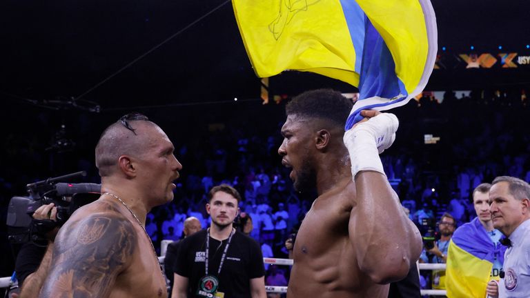 Joshua and Usyk after the end of the fight
