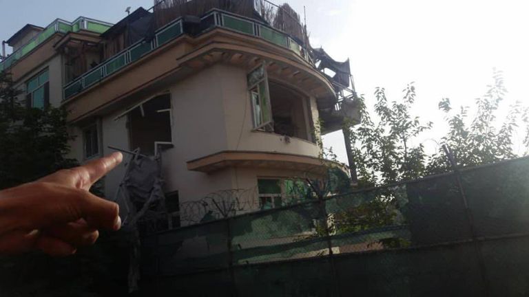 The suspected house in Kabul that was hit by a US drone strike on Sunday