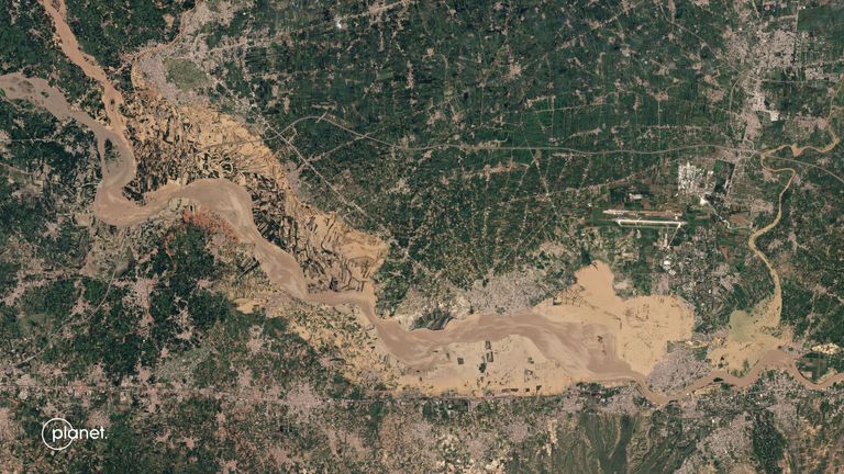 Kabul river in Pakistan (after). Pic: Planet satellite imagery
