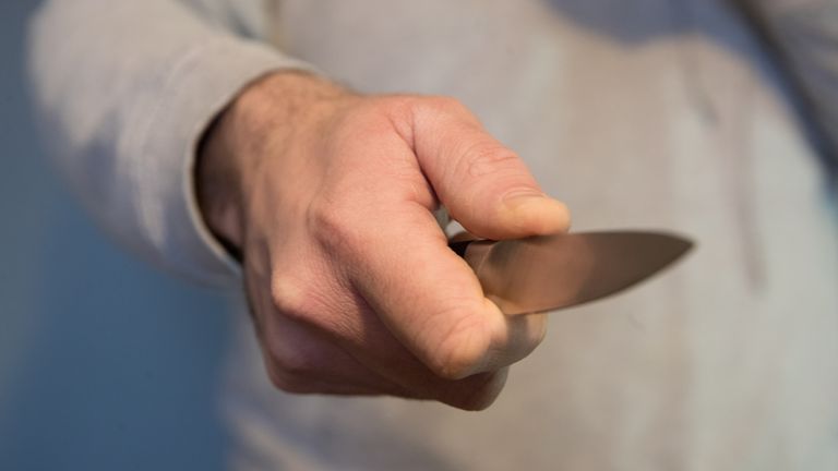 A model poses holding a knife. PA Photo. Picture date: Thursday January 16, 2020. Photo credit should read: Andrew Matthews/PA Wire