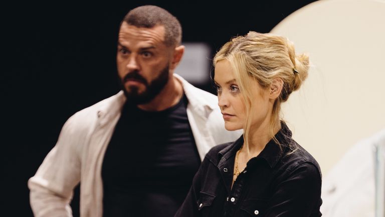 Handout photo dated 22/08/22 issued by Helen Murray of Matt Willis as Ben and Laura Whitmore as Jenny in rehearsals for 2:22 - A Ghost Story at the Criterion Theatre in London. Issue date: Wednesday August 31, 2022.
