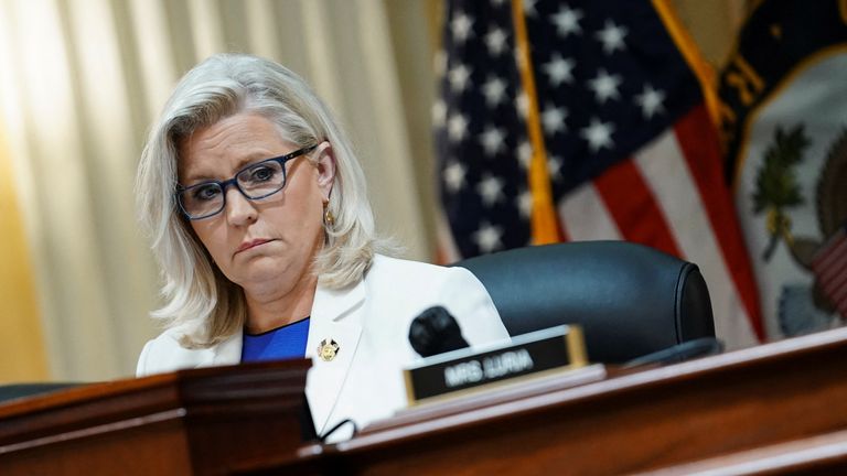 U.S. Representative Liz Cheney (R-WY) looks on during a public hearing of a U.S. House of Representatives select committee investigating the attack on the U.S. Capitol on Capitol Hill in Washington, U.S., July 21, 2022.  REUTERS/Sarah Silbiger