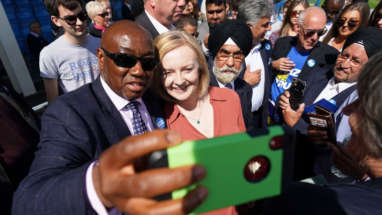 Liz Truss at an event at Solihull Moors FC, as part of the campaign to be leader of the Conservative Party and the next prime minister. Picture date: Saturday August 6, 2022.