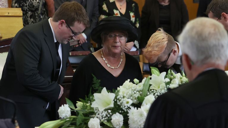 Lady Daphne Trimble at her husband's funeral in Lisburn