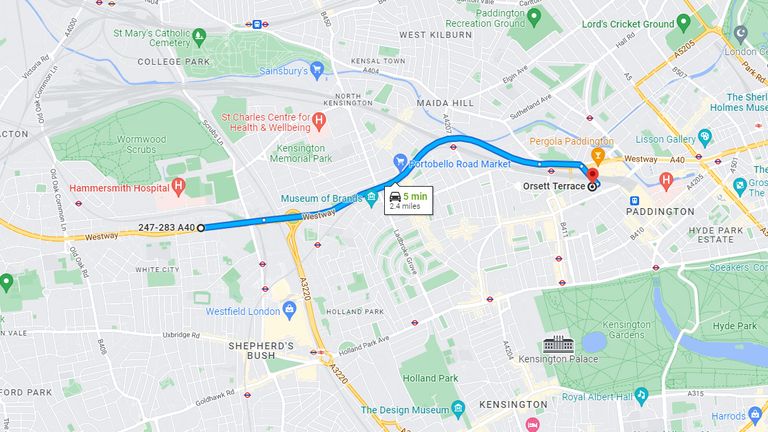 Dos Santos drove 2.4 miles before stopping for police in west London