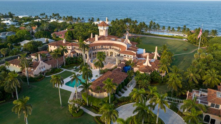 Aerial view of Mar-a-Lago estate. Pic: AP