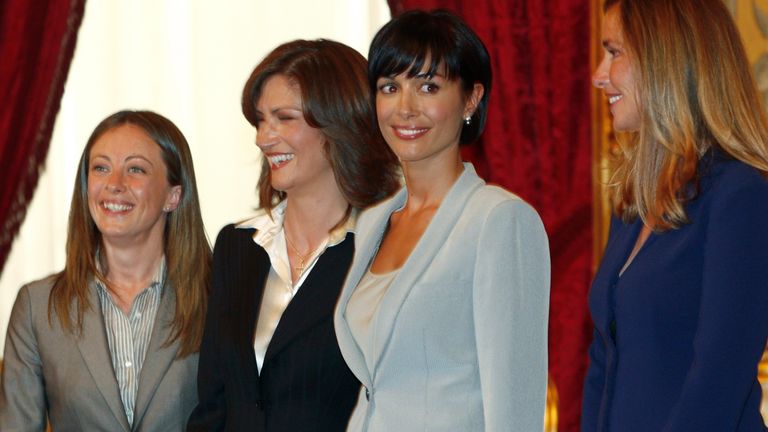 Giorgia Meloni (left) became Italy&#39;s youngest minister when she was appointed in Silvio Berlusconi&#39;s 2008 government