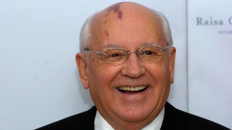 Former Russian President Mikhail Gorbachev smiles as he arrives at the Raisa Gorbachev Foundation Russian Ball held at Althorp House, Northamptonshire.  10-Jun-2006