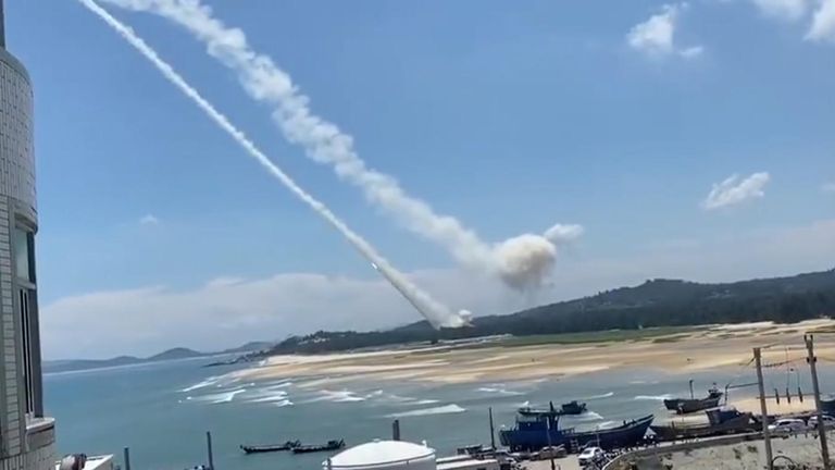 Missile fired from the coast of China