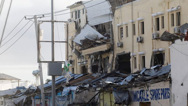 A view shows the ruins of a section of Hotel Hayat, the scene of an al Qaeda-linked al Shabaab group militant attack in Mogadishu, Somalia August 20, 2022. REUTERS/Feisal Omar
