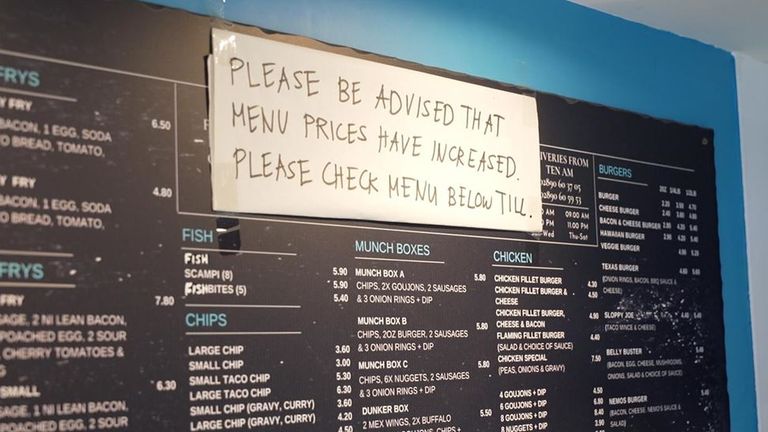 A sign at Nemo's chip shop in Belfast