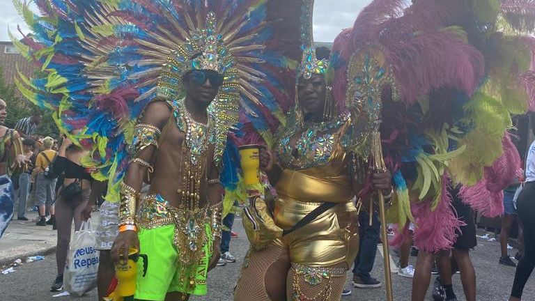 People enjoying the Notting Hill Festival in London