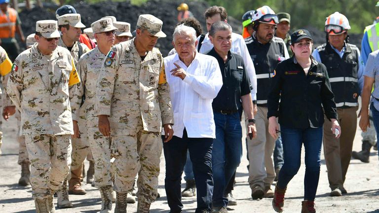 President Obrador speaks to members of the armed forces involved in the rescue attempt