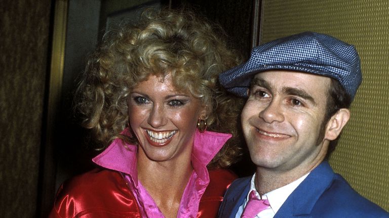 NEW YORK CITY - JUNE 13: Singer Olivia Newton-John and musician Elton John attend the "Grease" Premiere Party on June 13, 1978 at Studio 54 in New York City. (Photo by Ron Galella/Ron Galella Collection via Getty Images)
