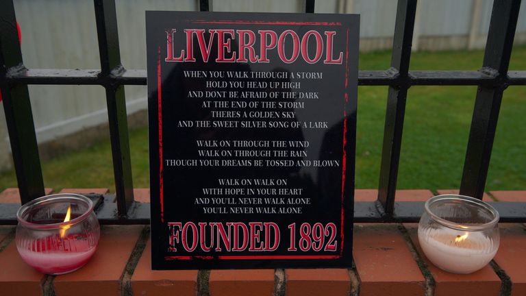 A tribute is left near to the scene of an incident in Kingsheath Avenue, Knotty Ash, Liverpool, where nine-year-old Olivia Pratt-Korbel was fatally shot on Monday night. Picture date: Thursday August 25, 2022.
