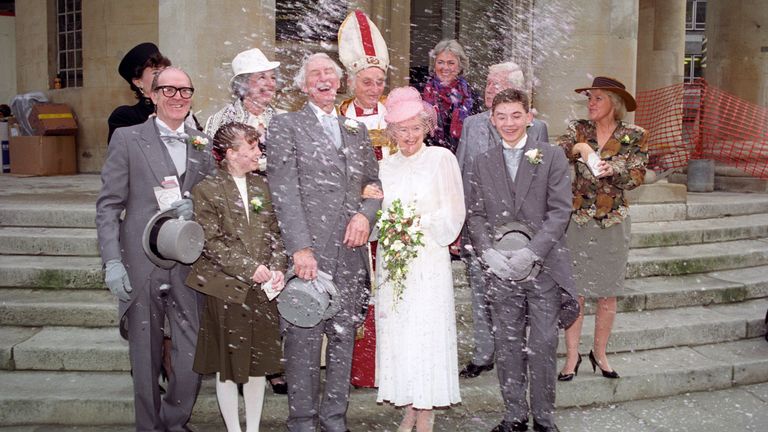BBC Radio 4&#39;s &#39;The Archers&#39; celebrates 40 years on the air with a special edition featuring the wedding of Peggy Archer, played by June Spencer, and Jack Woolley, played by Arnold Peters.