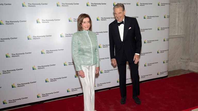 FILE - House Speaker Nancy Pelosi, D-Calif., and her husband, Paul Pelosi, pose on the red carpet at the Medallion Ceremony for the 44th Annual Kennedy Center Honors on Saturday, Dec. 4, 2021, at the Library of Congress in Washington. Authorities say Paul Pelosi was arrested on suspicion of DUI in Northern California, late Saturday, May 28, 2022, in Napa County. He could face charges including driving under the influence. Bail was set at $5,000. (AP Photo/Kevin Wolf)