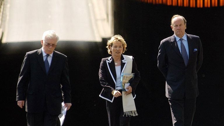 Royal coroner Michael Burgess, French police chief Madame Martine Monteil and Metropolitan Police commissioner Sir John Stevens walk through the road tunnel near Pont de l&#39;Alma, in which Diana, the Princess of Wales, and Dodi Fayed died in a car crash on August 31 1997. Pic: PA/2004
