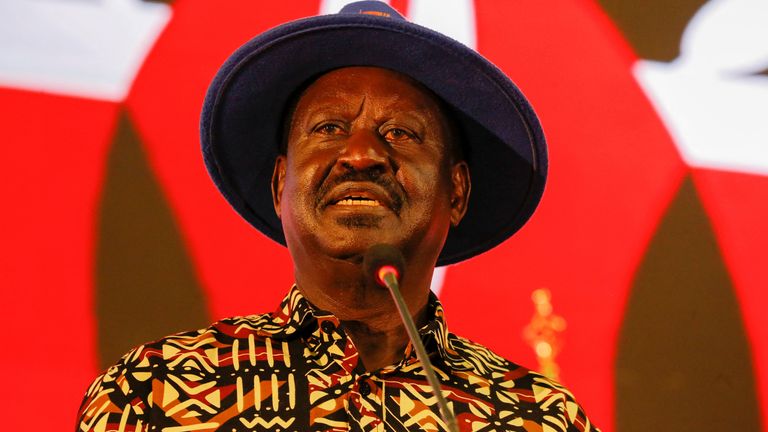 Kenya&#39;s opposition leader Raila Odinga of the Azimio La Umoja (Declaration of Unity) One Kenya Alliance, who competed in Kenya&#39;s presidential election, addresses the nation following the announcement of the results of the presidential election, in Nairobi, Kenya August 16, 2022. REUTERS/Thomas Mukoya
