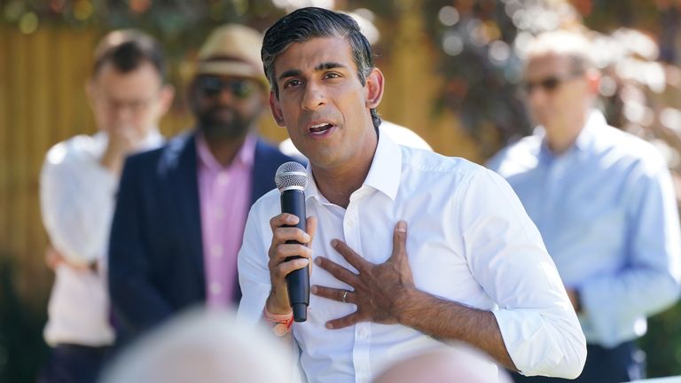 Rishi Sunak during a visit to Bray Film Studios, Berkshire, to meet local party activists